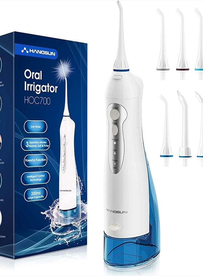 Hangsun Water Flosser Professional Cordless Rechargeable Dental Oral Irrigator Water Jet for Teeth Braces Care with 8 Jet Tips for Travel and Home Use - Image 1