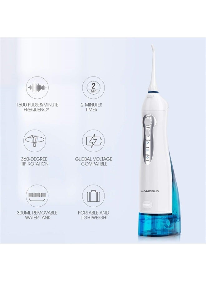Hangsun Water Flosser Professional Cordless Rechargeable Dental Oral Irrigator Water Jet for Teeth Braces Care with 8 Jet Tips for Travel and Home Use - Image 2