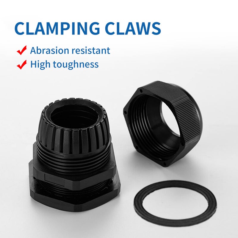 LISTENJIALE Cable Gland Waterproof Listenjiale 50 Pcs Adjustable 3-16Mm Waterproof Cable Connectors Pg7 Pg9 Pg11 Pg13.5 Pg16 Pg19 Plastic Cable Gland Joints With Gaskets In Pp Box(Black) - Image 4