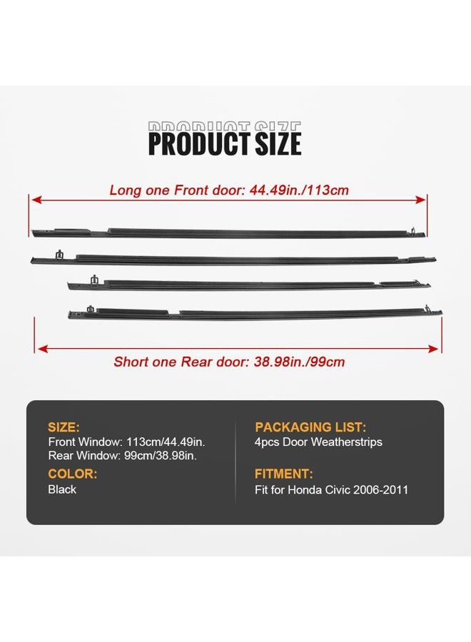 GZYF Window Weather Stripping, Window Seal Moulding Weatherstrip for Honda Civic 2006 2007 2008 2009 2010 2011, Replaces#72450-SNA-A01 72410-SNA-A01 72950-SNA-A01 72910-SNA-A01 - Image 5