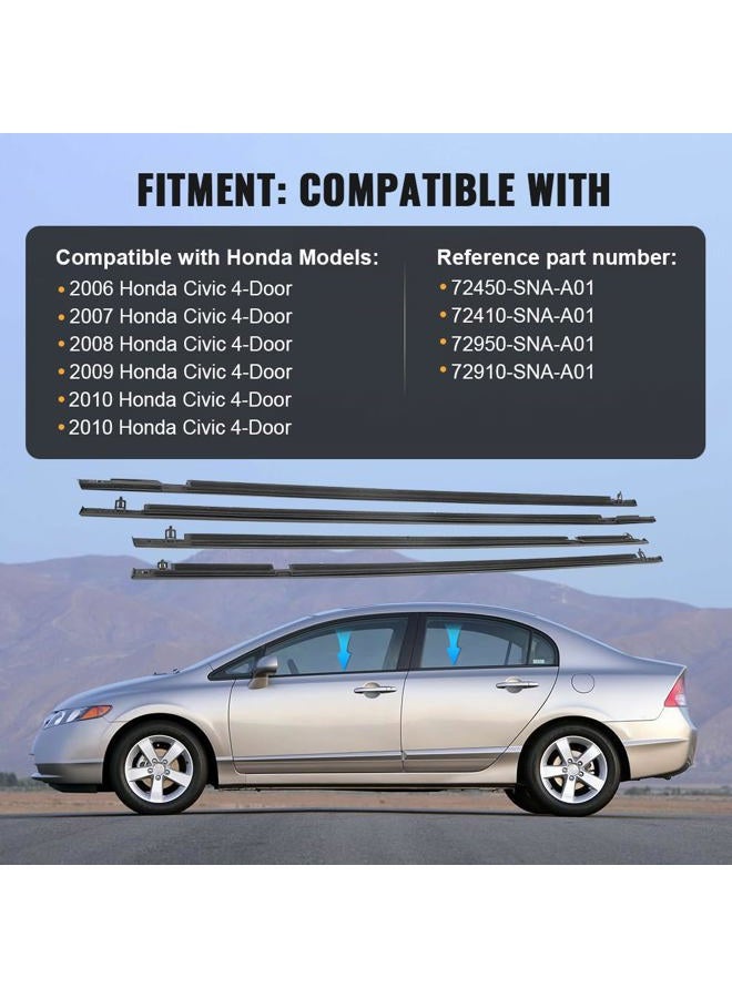 GZYF Window Weather Stripping, Window Seal Moulding Weatherstrip for Honda Civic 2006 2007 2008 2009 2010 2011, Replaces#72450-SNA-A01 72410-SNA-A01 72950-SNA-A01 72910-SNA-A01 - Image 2