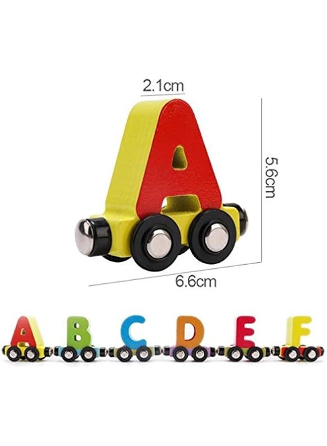 DURKU Magnetic Train Toy Set of 27 Wooden Alphabet Pieces - Image 5