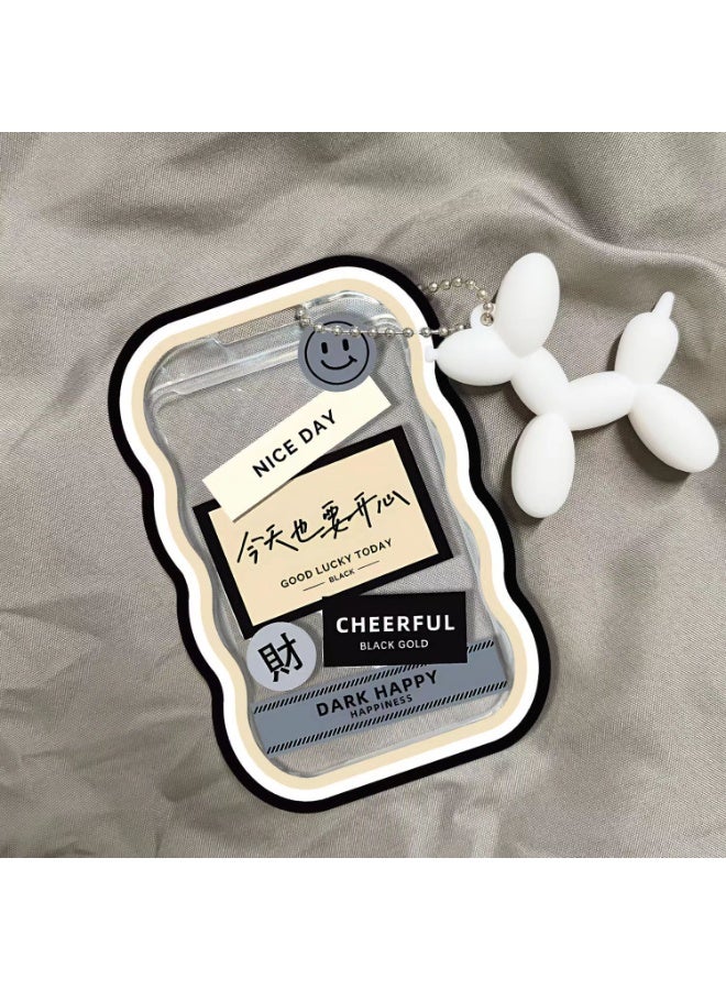 NIBEMINENT 1 - Piece Have A Happy Day Kpop Photo Card Holder Pendant Key Chain ID Badge Holder ID Card Holder Photo Card Protector for School ID Office ID Access Card for Women Girls