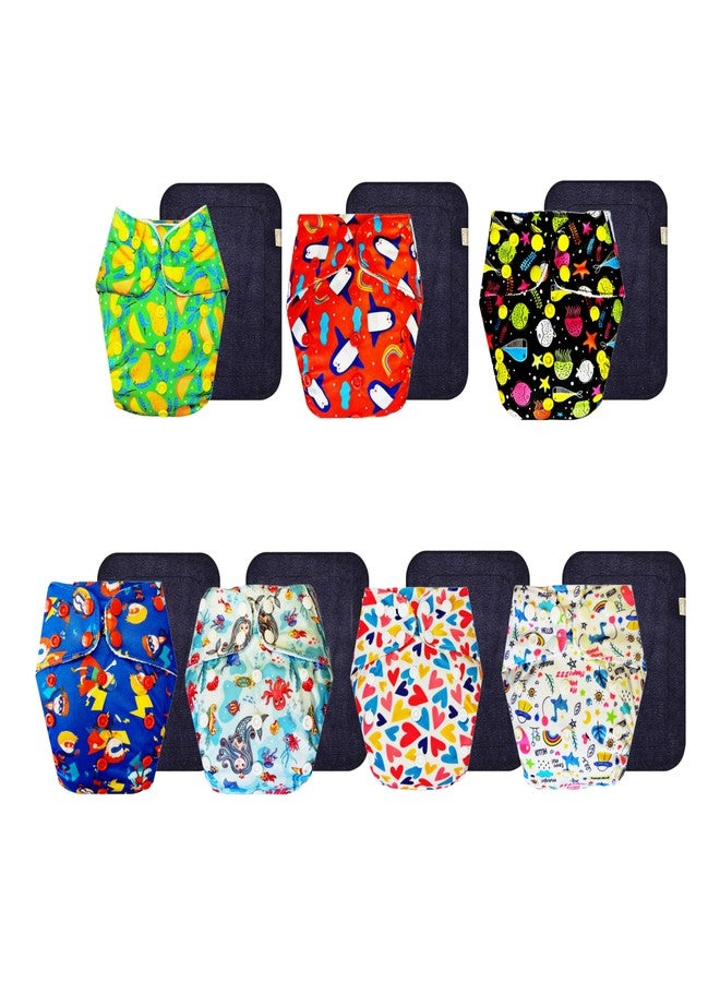Dumbledo Premium Cloth Diaper with Black Insert (Pack of 7) | Snug Fit | Leakproof | Easy to Clean | Designed by Moms | 3 Months - 3 Years | Unisex Baby - Image 1