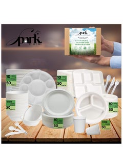 SPARK IT HOME Spark It Home Disposable Bagasse, Eco-friendly, Biodegradable Cups, Everyday Tableware, Heavy Duty Microwaveable Hot or Cold Use, White 8 Ounce, 50 Pieces  - Image 4