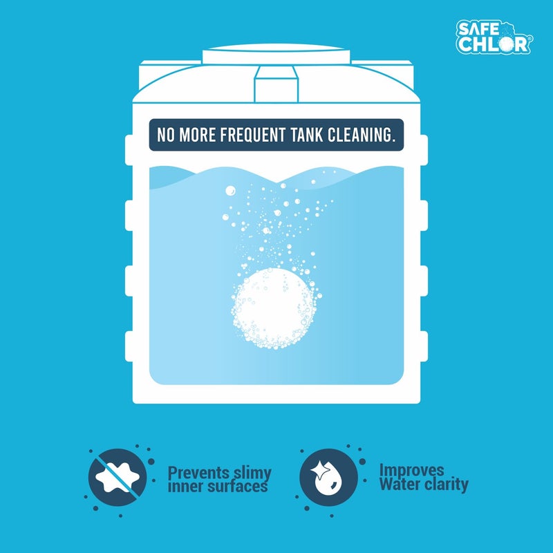 Safe Chlor 1500 لتر | أقراص الكلور لخزانات المياه سعة 1500 لتر | أقراص تنقية المياه للخزانات العلوية والسفلية | قرص واحد لمعالجة 1500 لتر | عبوة تحتوي على 50 قرصًا لـ 75000 لتر - Image 3