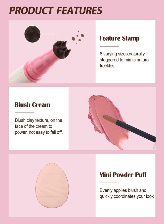 Jutqut Freckle Pen and Liquid Blush Makeup Set, Freckle Blush Liquid Pencil with Powder Puff, Waterproof Quick Dry Long Lasting, Suitable for Natural Sun-kiss Face Makeup #01 - Image 3