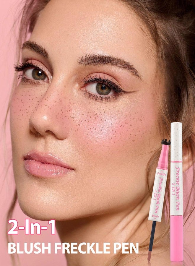 Jutqut Freckle Pen and Liquid Blush Makeup Set, Freckle Blush Liquid Pencil with Powder Puff, Waterproof Quick Dry Long Lasting, Suitable for Natural Sun-kiss Face Makeup #01 - Image 2