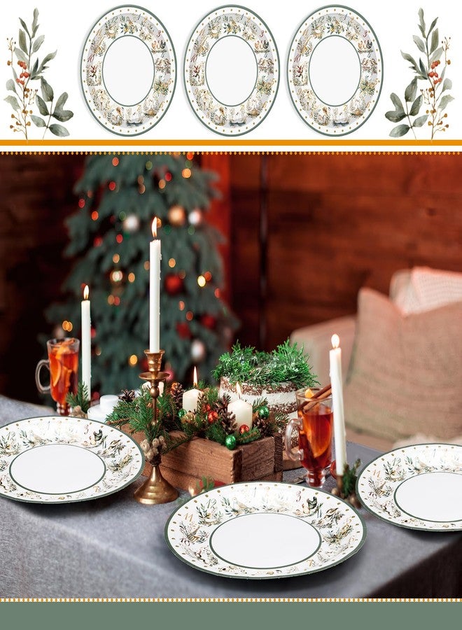 Potchen 48 Pcs 12 Days of Christmas Plates Sage Green Vintage Disposable Paper Plates Holiday Dessert Plate for Xmas Holiday Family Gatherings Party Salad Serving - Image 3