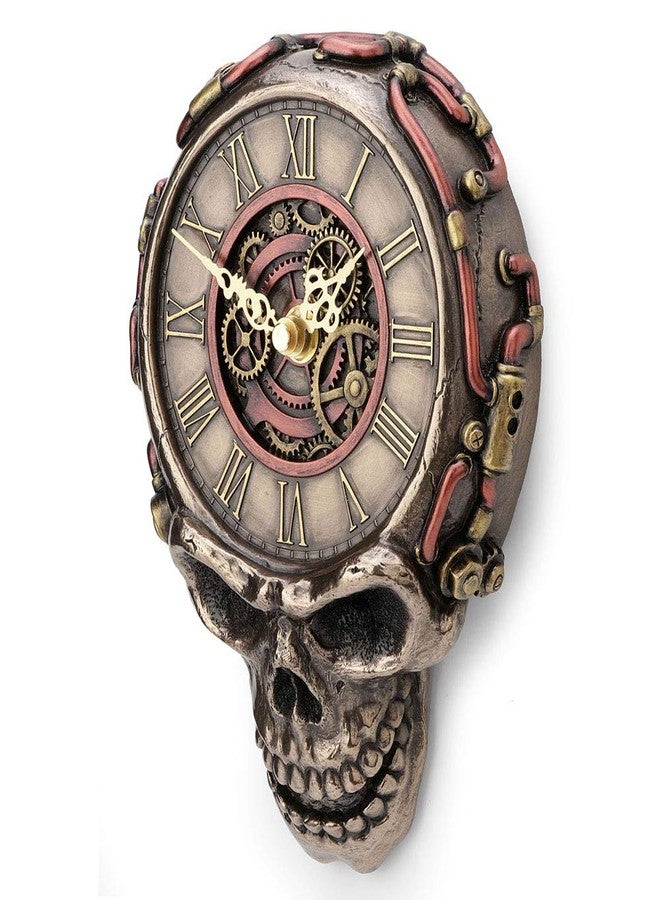Veronese Design 8.1 Inch Steampunk Flat Skull Mechanical Gage Hanging Wall Clock Antique Bronze Finish Wall Sculpture - Image 2