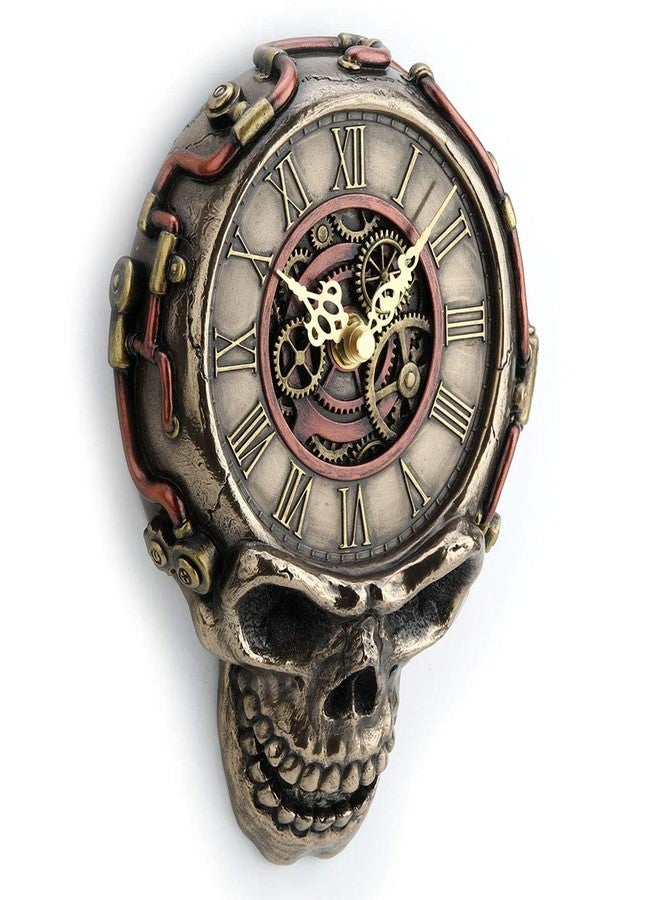 Veronese Design 8.1 Inch Steampunk Flat Skull Mechanical Gage Hanging Wall Clock Antique Bronze Finish Wall Sculpture - Image 3