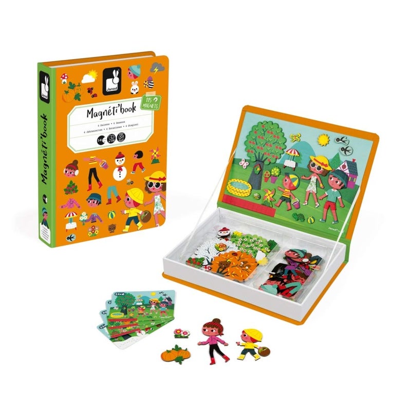 Janod MagnetiBook 120 pc Magnetic 4 Seasons Game - Travel/Storage Case Included - Ages 3+ - J02721 - Image 1