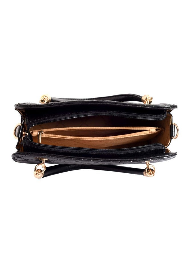 LINO PERROS Lino Perros Faux Leather Handbag (BLACK)  - Image 4