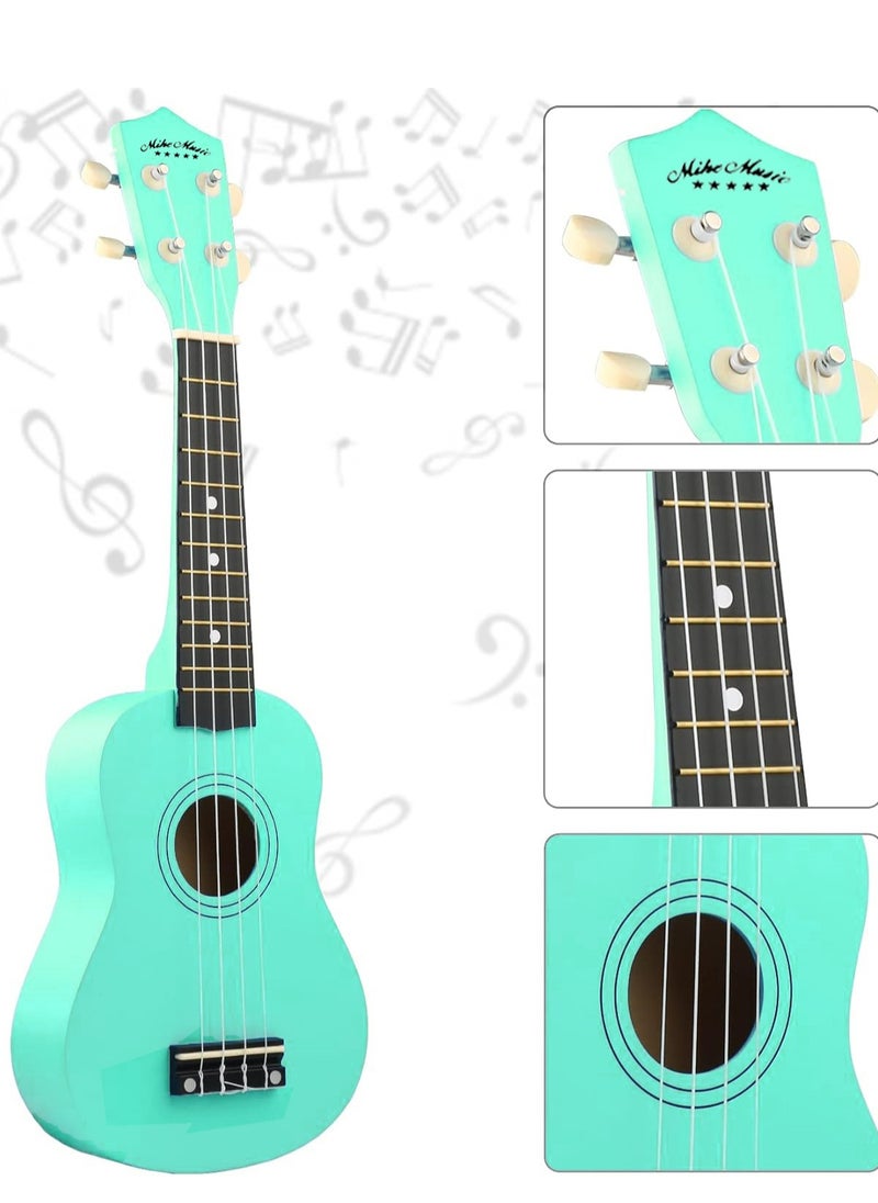 Mike Music - Soprano Ukulele for Kids Adults 21 inch Ukuleles for Beginners Ukalelee Uke Hawaii Mini Guitar for Kids Beginners Students Small Guitar Ukulele with Gig Bag, 1 Spare String and Pick-Green - Image 1