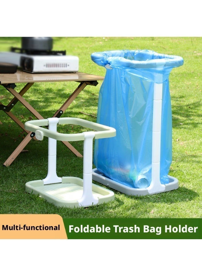 Adjustable Garbage Bag Holder Folding Trash Bin Stand Height 41 to 54 cm Wide Opening Odor Control with Drip Tray Waste Sorting Rack for Kitchen Living Room Office Bathroom Outdoor Camping Includes One Roll 60 x 70 cm Garbage Bags - Image 3