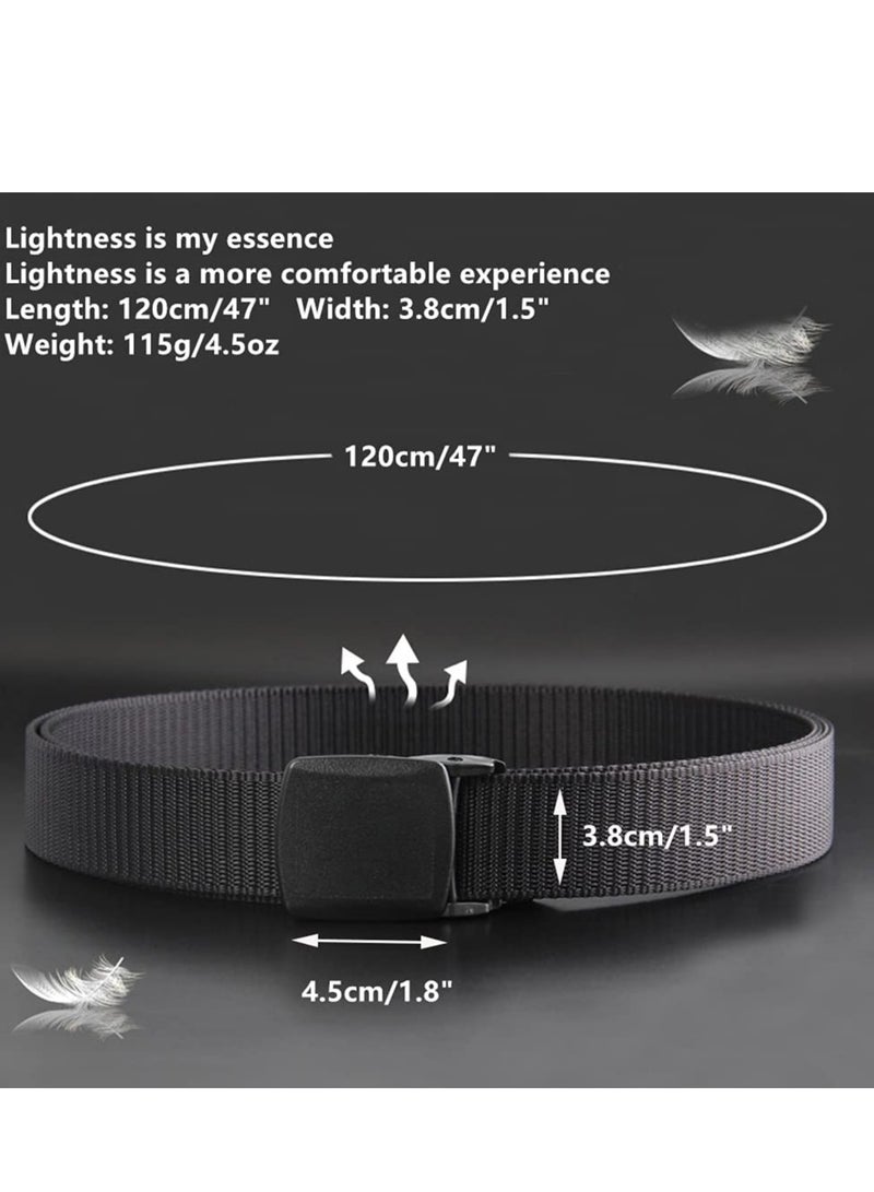 KASTWAVE 5 Pack Nylon Belts for Men with Webbing Canvas Outdoor Webbing with Plastic Buckle for Men's Father Boys Birthday Gifts (Black, Khaki, Army Green, Navy Blue, Grey) - Image 2