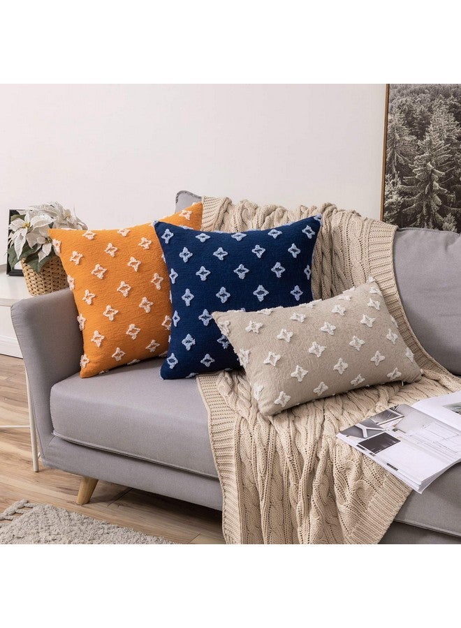 MIULEE MIULEE Set of 2 Decorative Throw Pillow Covers Rhombic Jacquard Pillowcase Soft Square Cushion Case for Couch Sofa Bed Bedroom Living Room, 18x18 Inch, Beige  - Image 4
