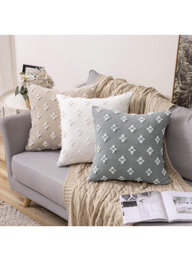 MIULEE MIULEE Set of 2 Decorative Throw Pillow Covers Rhombic Jacquard Pillowcase Soft Square Cushion Case for Couch Sofa Bed Bedroom Living Room, 18x18 Inch, Beige  - Image 5