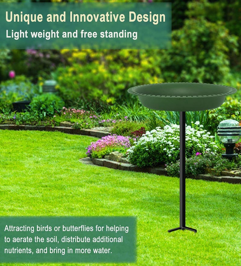 Garbuildman 28-inch Lightweight Birdbaths Antique Decoration Detachable Birdfeeder & Bird Bath for Outdoor Garden, Oblong Dark Green - Image 5