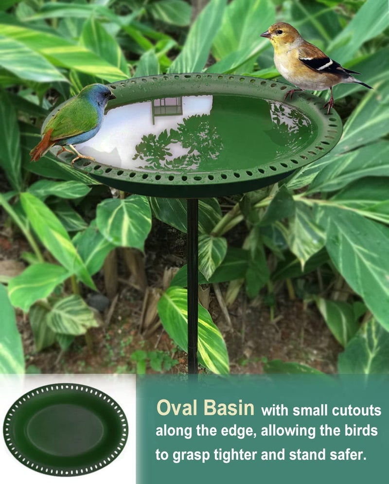 Garbuildman 28-inch Lightweight Birdbaths Antique Decoration Detachable Birdfeeder & Bird Bath for Outdoor Garden, Oblong Dark Green - Image 3