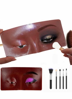 3D Realistic Makeup Practice Face Pad with 5 Brushes for Artists - Perfect for Eyeshadow, Eyeliner, Eyebrow, and Lash Mapping