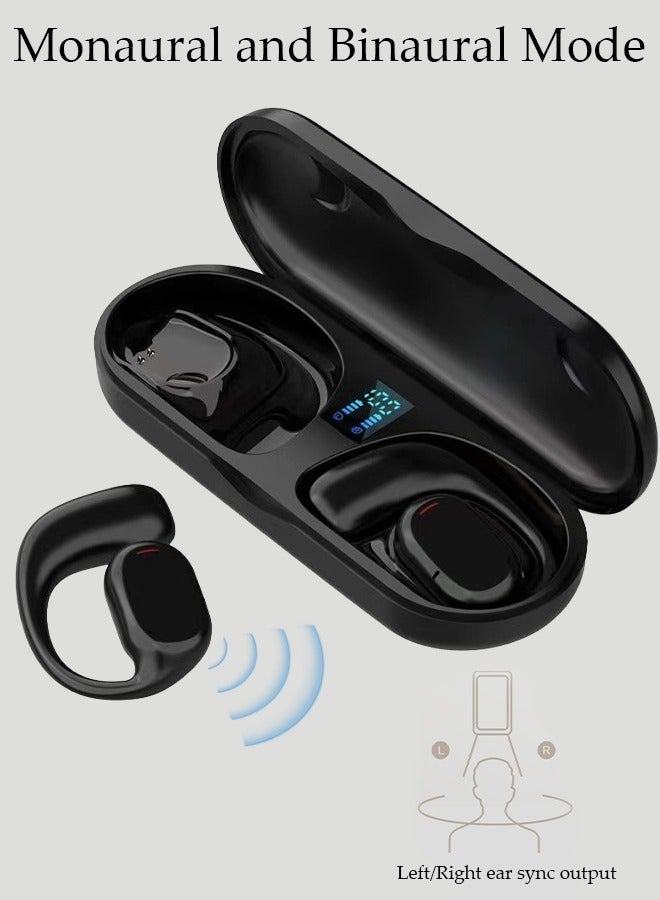 DUNISO Wireless Headphones Bluetooth Ear Clip Noise-cancelling Earphones with Wireless Charging Case Digital Display Bluetooth 5.3 Waterproof for Running Sport Gym - Image 3