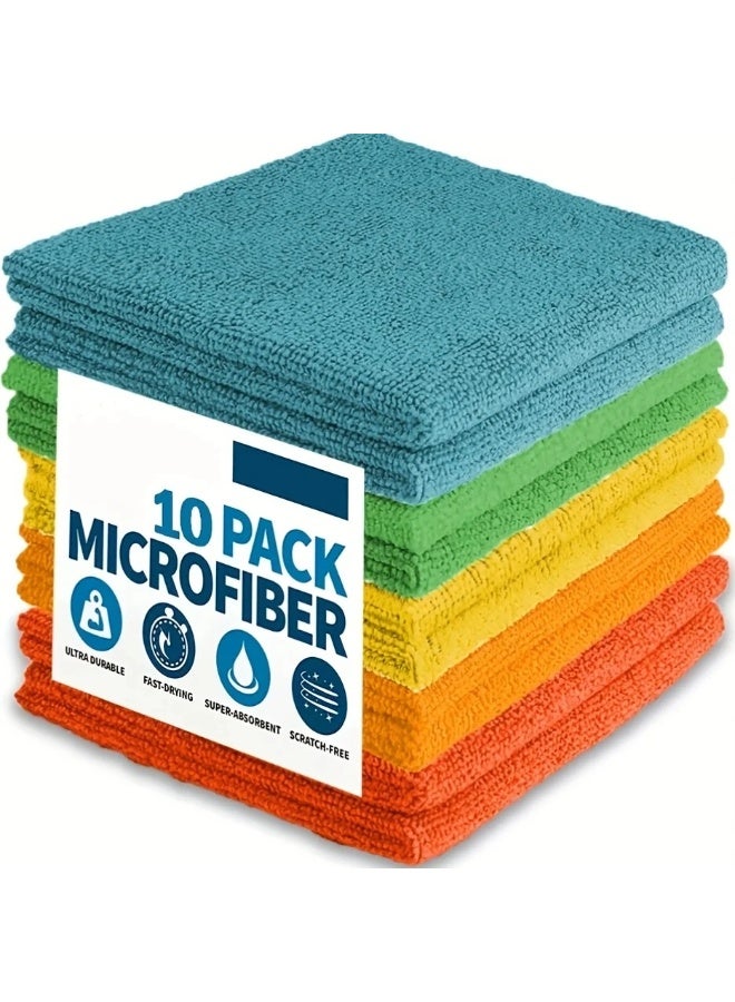 10 Pack Microfiber Cleaning Cloth Multi Purposes Kitchen Towel Set (30 X 30 Cm) Super Absorbent Reusable Cleaning Towels - Kitchen Cloth - Image 5