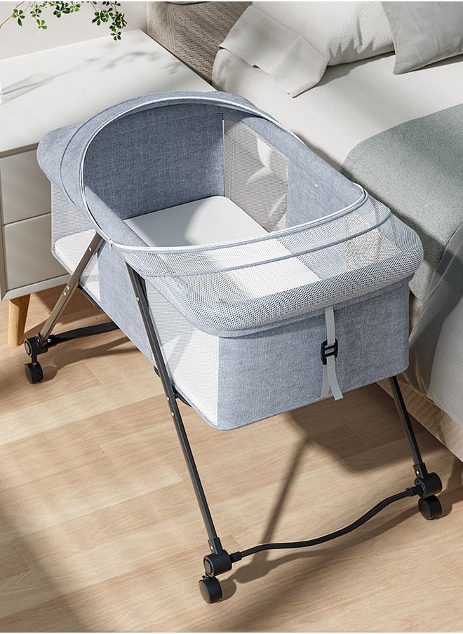 Bedside Sleeper Bedside Crib, Baby Bassinet Travel Baby Crib Baby Bed with Breathable Net,Adjustable Portable Bed
