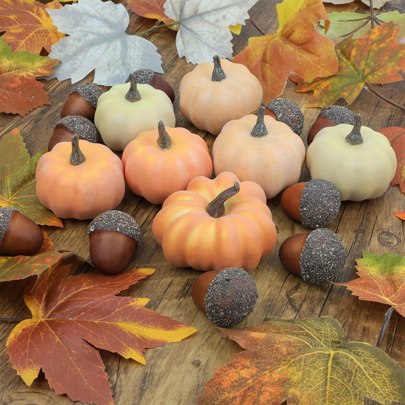 Ghrdopy Fake Pumpkins  21 Pcs Plastic Pumpkins  Artificial Pumpkins for Decorating Thanksgiving Halloween Seasonal Holiday Decor Decoration-C - Image 2