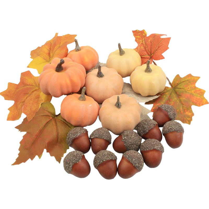 Ghrdopy Fake Pumpkins  21 Pcs Plastic Pumpkins  Artificial Pumpkins for Decorating Thanksgiving Halloween Seasonal Holiday Decor Decoration-C - Image 1