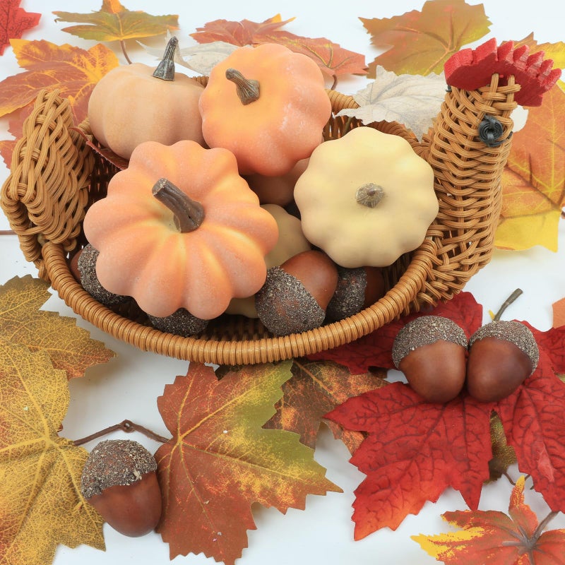 Ghrdopy Fake Pumpkins  21 Pcs Plastic Pumpkins  Artificial Pumpkins for Decorating Thanksgiving Halloween Seasonal Holiday Decor Decoration-C - Image 3