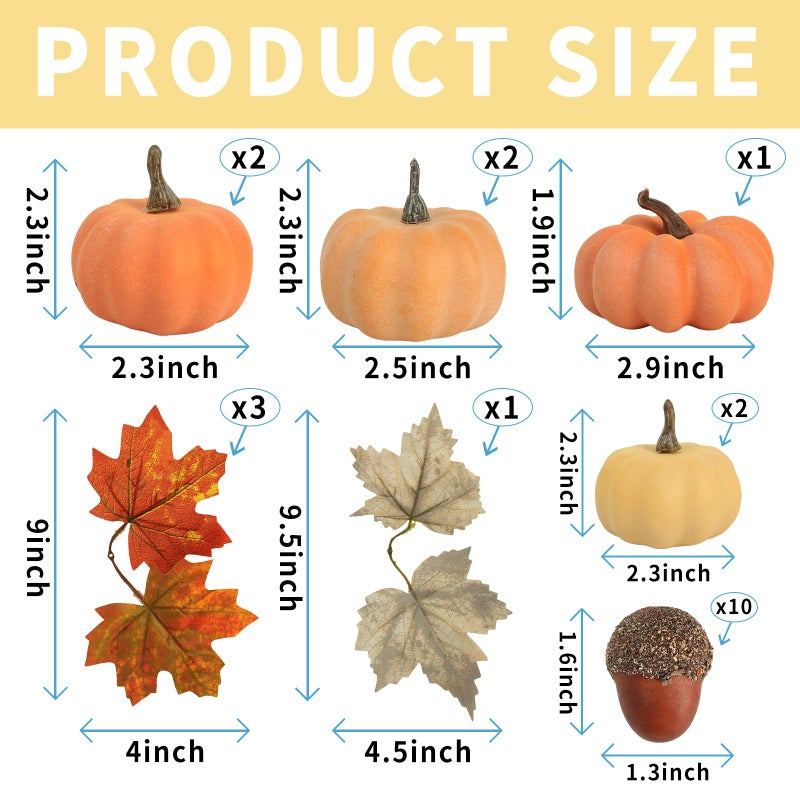 Ghrdopy Fake Pumpkins  21 Pcs Plastic Pumpkins  Artificial Pumpkins for Decorating Thanksgiving Halloween Seasonal Holiday Decor Decoration-C - Image 4