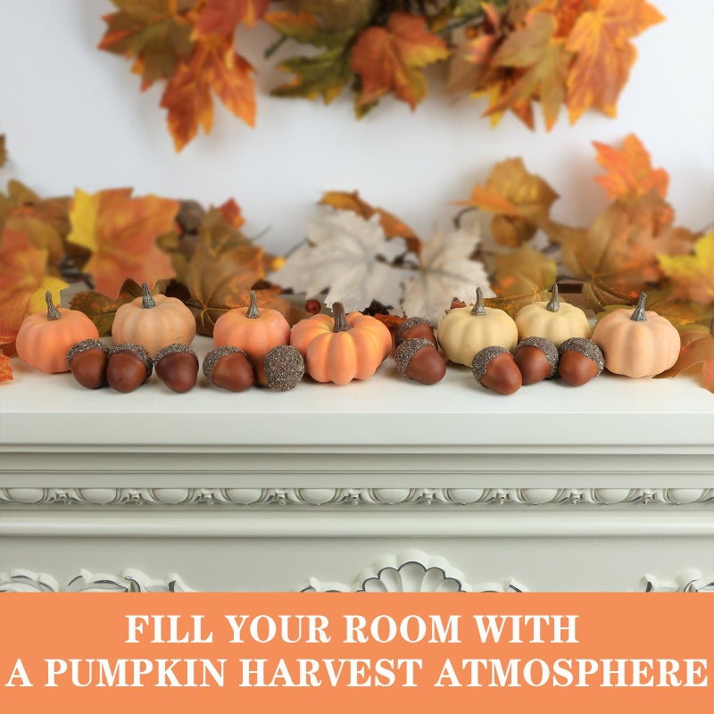 Ghrdopy Fake Pumpkins  21 Pcs Plastic Pumpkins  Artificial Pumpkins for Decorating Thanksgiving Halloween Seasonal Holiday Decor Decoration-C - Image 5