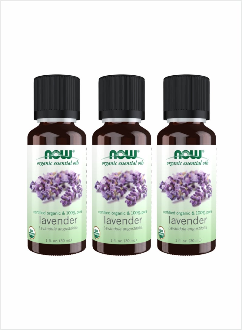 NOW Lavender Essential Oil - Pure Organic Calming Scent, 30ml (Pack of 3)
