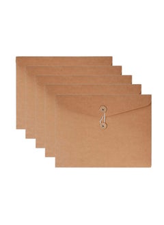 VANRA Kraft Paper File Folders A4 Envelopes Project Pockets Document Wallet Bag With String And Button Closure No Expansion File Organisers For Business School Office A4/C4 (Kraft Brown 5 Packs）  - Image 1