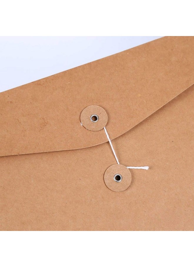 VANRA - Kraft Paper File Folders A4 Envelopes Project Pockets Document Wallet Bag With String And Button Closure No Expansion File Organisers For Business School Office A4/C4 (Kraft Brown 5 Packs） - Image 1