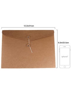 VANRA Kraft Paper File Folders A4 Envelopes Project Pockets Document Wallet Bag With String And Button Closure No Expansion File Organisers For Business School Office A4/C4 (Kraft Brown 5 Packs）  - Image 3