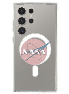 Magnetic Case for Samsung Galaxy S24 Ultra 6.8-inch Compatible with MagSafe Wireless Charging, Shockproof Phone Bumper Cover Nasa Pink