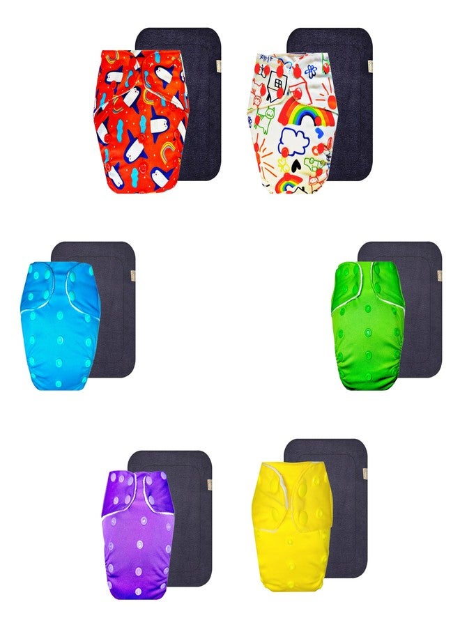 حفاضات قماشية فاخرة من دمبلدو مع حشوة رمادية (عبوة من 6 قطع) | ملائمة تمامًا | مانعة للتسرب | سريعة الجفاف | مثالية للأطفال الصغار | من 3 أشهر إلى 3 سنوات | للجنسين - Image 1