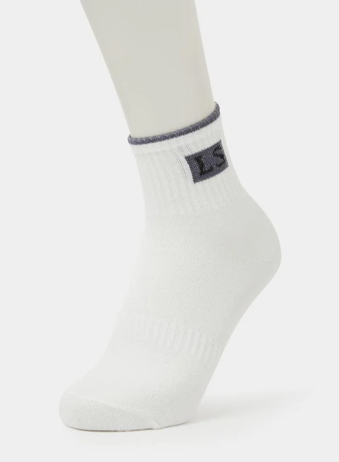 ستايلي Pack of 3 - Embroidered Detail Ribbed Cuff Quarter Socks