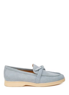London Rag Suede Knot Detailed Loafers in Baby Blue  - Image 1