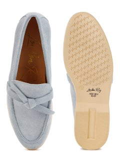 London Rag Suede Knot Detailed Loafers in Baby Blue  - Image 4