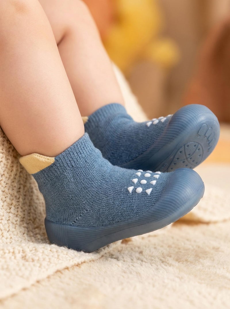 Hstyle Baby Sock Shoes Toddler Walking Shoes Infant Non-Slip Slippers Soft Rubber Sole Sneakers for Baby Boys Girls 9-12 Months Blue - Image 2