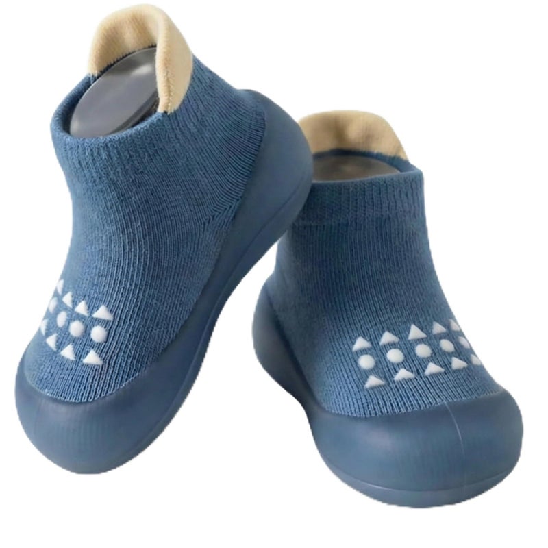 Hstyle Baby Sock Shoes Toddler Walking Shoes Infant Non-Slip Slippers Soft Rubber Sole Sneakers for Baby Boys Girls 9-12 Months Blue - Image 1