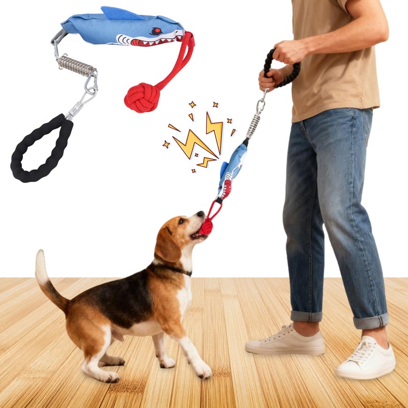 Moysoon Dog tug of war Toy with Handle,Interactive Dog Pull Toy to Keep Them Busy with Squeak, Multifunctional Combination tug Toy with chew Ball - Image 1