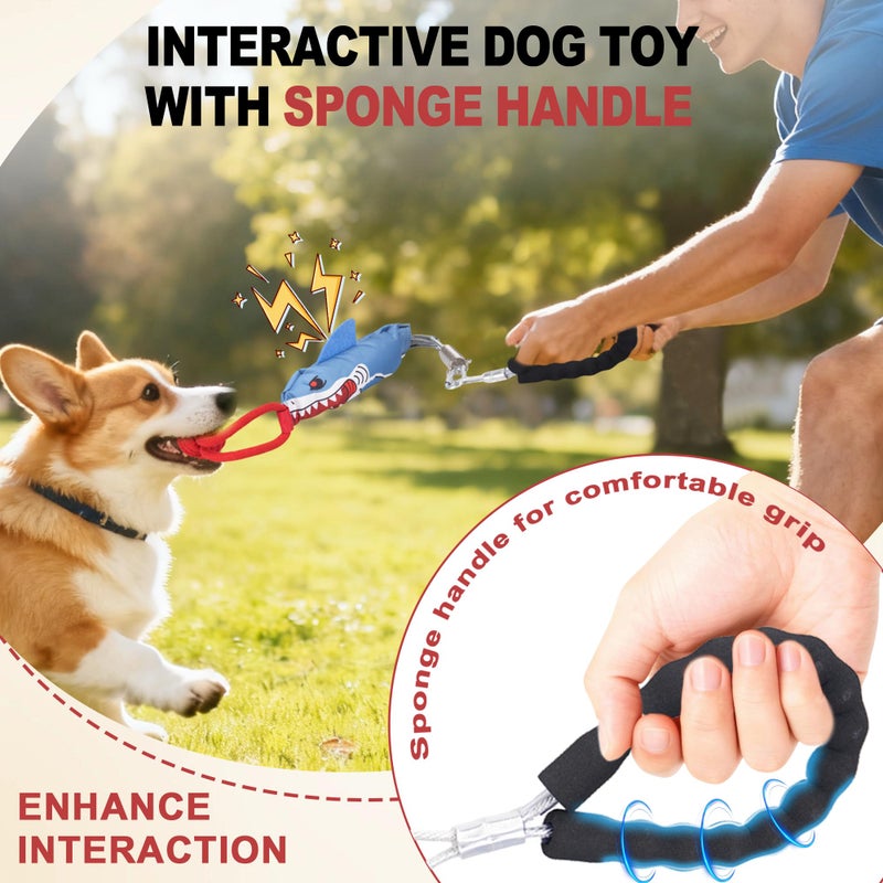 Moysoon Dog tug of war Toy with Handle,Interactive Dog Pull Toy to Keep Them Busy with Squeak, Multifunctional Combination tug Toy with chew Ball - Image 3