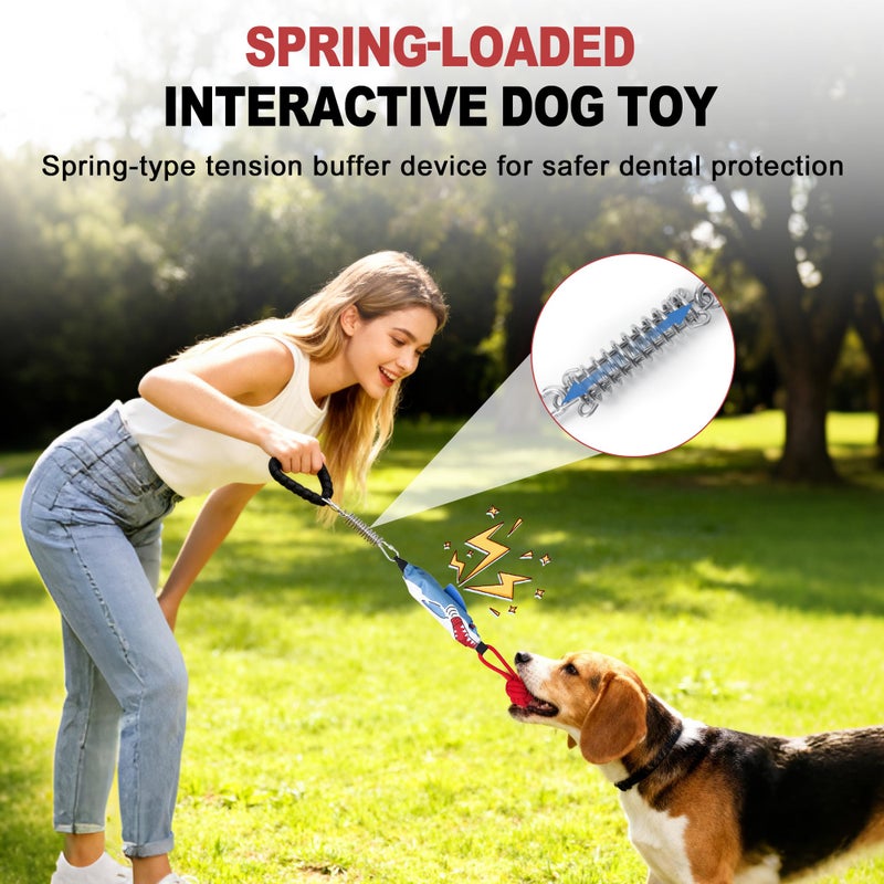 Moysoon Dog tug of war Toy with Handle,Interactive Dog Pull Toy to Keep Them Busy with Squeak, Multifunctional Combination tug Toy with chew Ball - Image 5