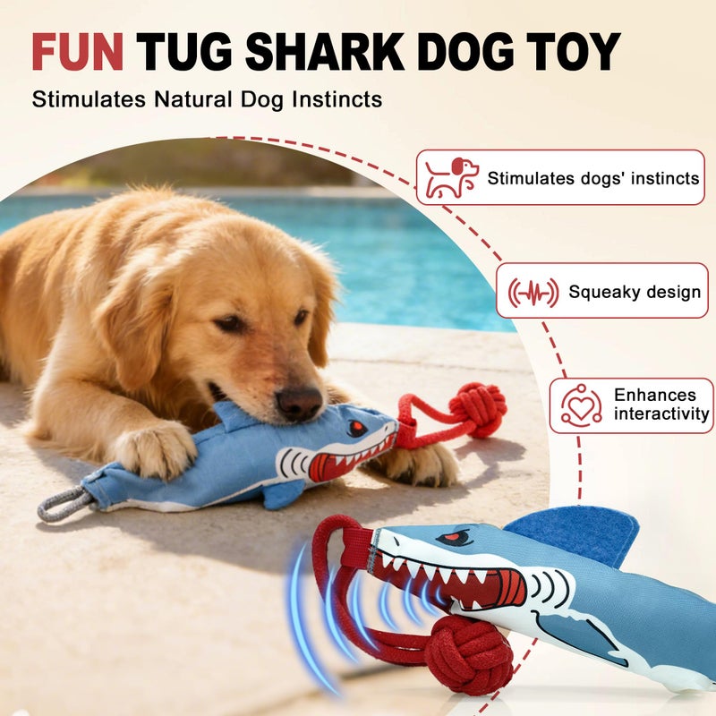 Moysoon Dog tug of war Toy with Handle,Interactive Dog Pull Toy to Keep Them Busy with Squeak, Multifunctional Combination tug Toy with chew Ball - Image 2