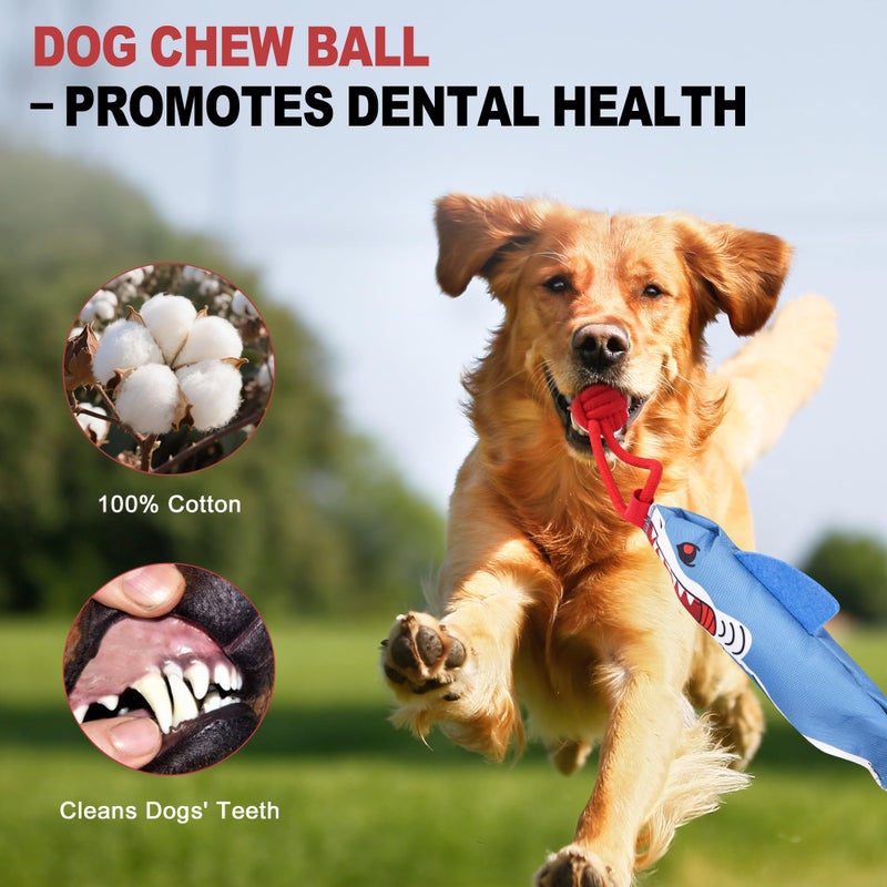 Moysoon Dog tug of war Toy with Handle,Interactive Dog Pull Toy to Keep Them Busy with Squeak, Multifunctional Combination tug Toy with chew Ball - Image 4