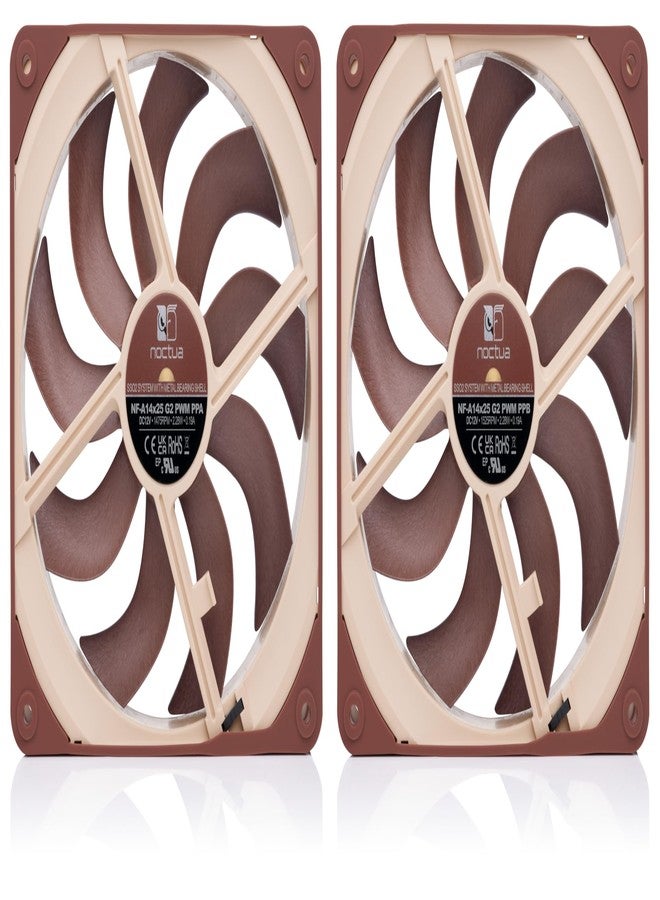 Noctua NF-A14x25 G2 PWM Sx2-PP, Dual Fan Set for Push-Pull and Side-by-Side Applications (Brown) - Image 3